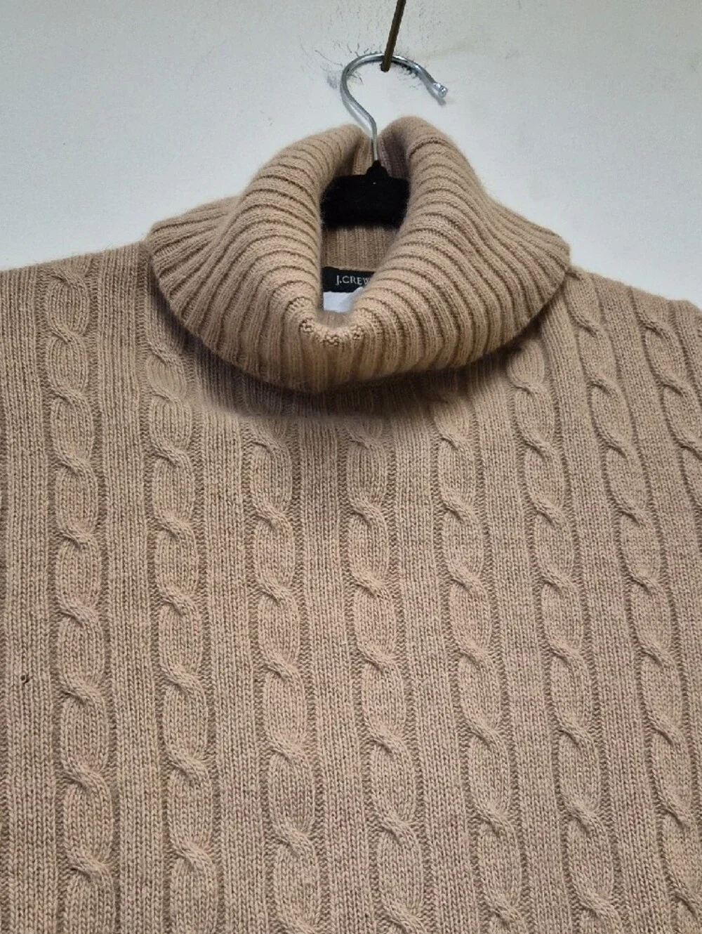 J. Crew Beige Cable-Knit Turtleneck Sweater Size L